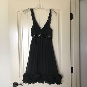 Black dress with sequin and ruffles